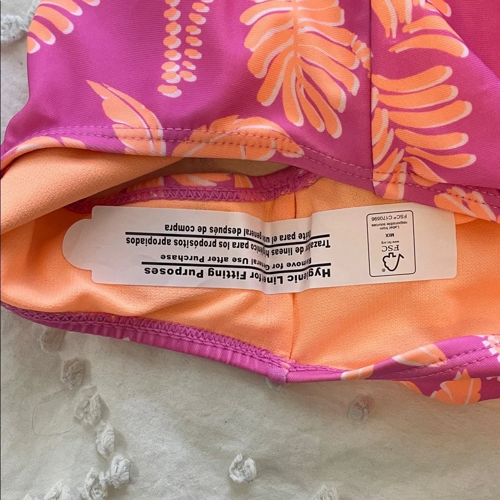 Justice Tropical Pink and Orange Kids One Piece Swimsuit nwt